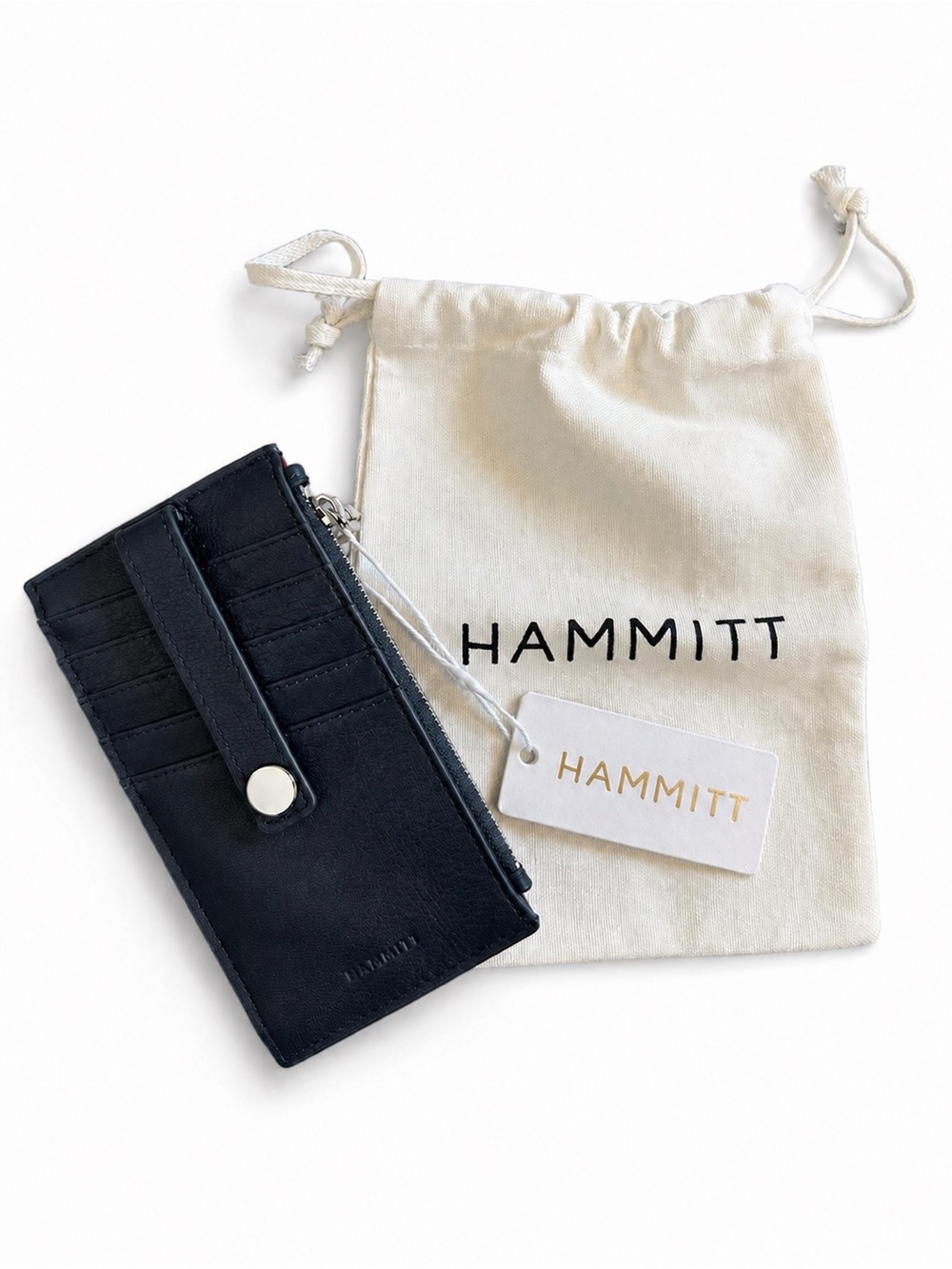 Hammitt 210 West Nautical Navy Leather Card Holder Wallet LTD Edition NWT